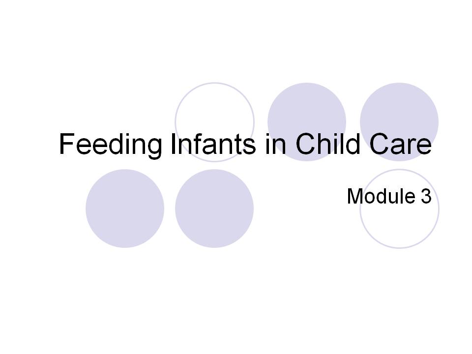 Feeding Infants In Childcare