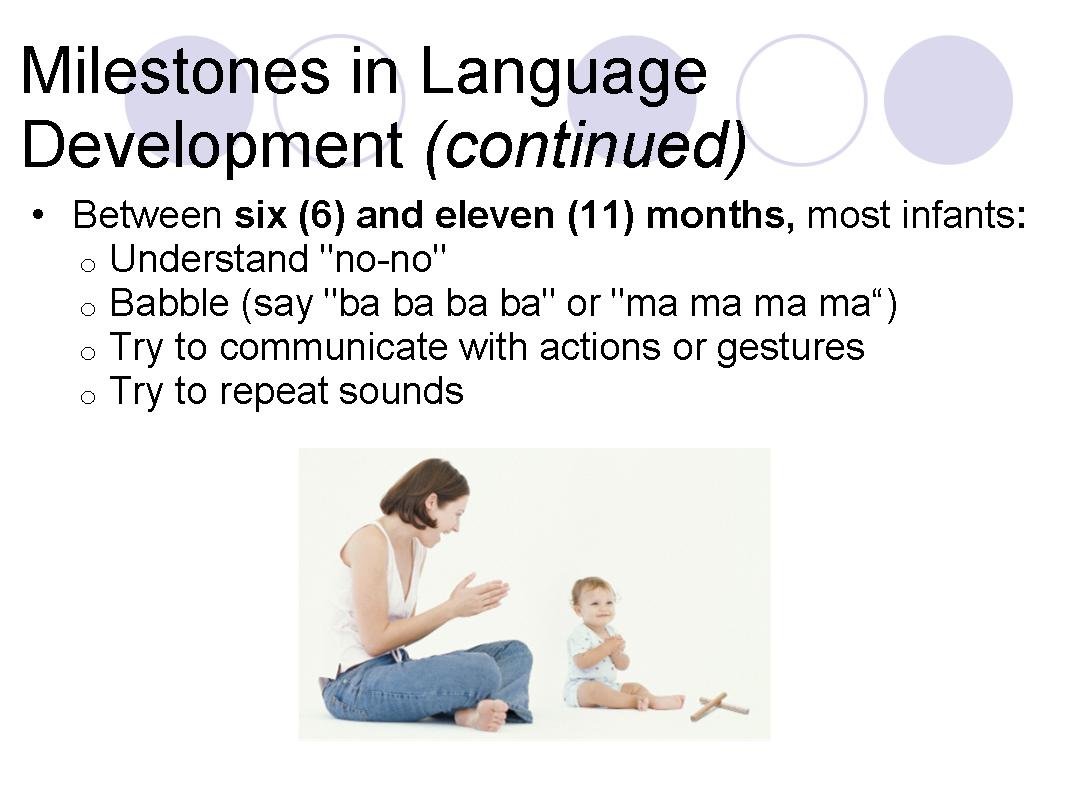 Milestones in Language Development (continued)