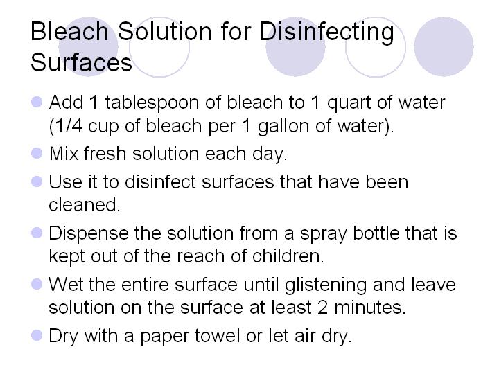 Bleach Solution for Disinfecting Surfaces